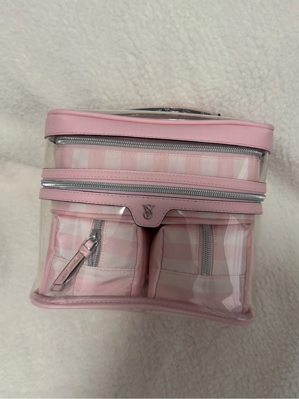 Victoria's Secret Pink Clear Double-Compartment Makeup Organizer